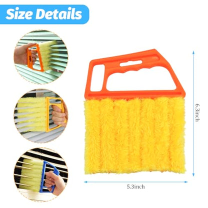 3PCS Car Window Blind Cleaner Duster Tool, 7 Fingers Microfiber Vehicle Handheld Shutter Dusting Cleaning Brush, Removable Auto Air Conditioner Vents Cleaner, Universal Fit (Orange) - color: Orange
