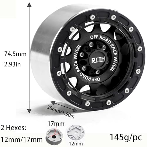 2.6” Beadlock Wheel Rims 4pcs for Scale RC Off Road Race, Use for OD 135mm Tires, Stamped Steel Wheel with 17mm/12mm Hexes Compatible with MJX H8H MK07 KM4 4082/83 1/7 1/8 1/10 Off Road Crawler Car - color: 2.6in A-rim-white