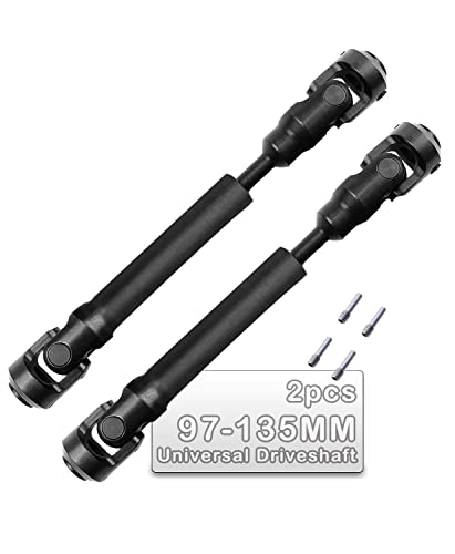 2PCS 97-135MM Universal Drive Shaft RC Upgrades for 1/10 SCX10 SCX10-II D90 Gen7 /Pro Rc 4WD GEN8 RC Crawler,RC Upgrade Parts Hop-Ups,Steel Full Metal Drive Shaft,Black (97-135 MM,2PCS) - size: 97-135 MM (3.82" to 5.31")