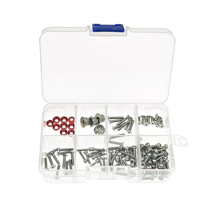 Metal Screws Set RC Repair Tool Kit for Arrma 1/18 RC Car Granite/Typhon/Mojave Grom,RC Screw Kit,Steel Hex Screws Nuts,Replacement Repair Tools Box