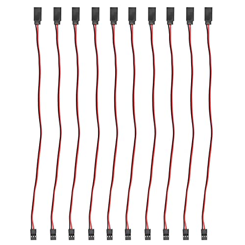 Servo Extension Cable 3 Pin Brass Core High Conductivity Flexible Durable Wire for RC Cars Drones Helicopters Aircraft 10PCS Set (300mm Male to Female) - size: 300mm male to female