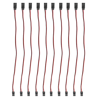 Servo Extension Cable 3 Pin Brass Core High Conductivity Flexible Durable Wire for RC Cars Drones Helicopters Aircraft 10PCS Set (300mm Male to Female) - size: 300mm male to female