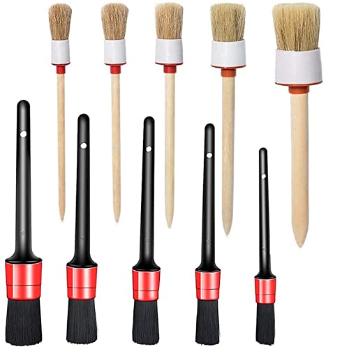 10PCS Car Auto Detailing Brushes Set Interior & Exterior Cleaner | Wheels, Leather, Dashboard, Vents, Engine, Hard-to-Reach Areas, Detail Kit, Cleaning Tools, Automotive, Garage, Gift.