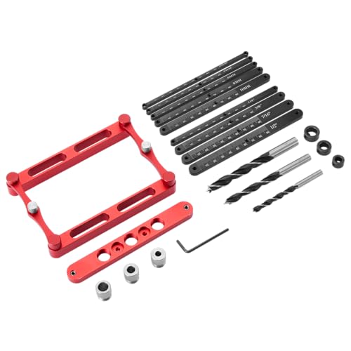 Positioner Locator Tool Dowel Jig Woodworking Joinery Hole Drill Guide，Center Finder Gauge with Self Centering Interchangeable Rods，Woodworking Marking Gauge for Precise Mortise and Tenon Jig