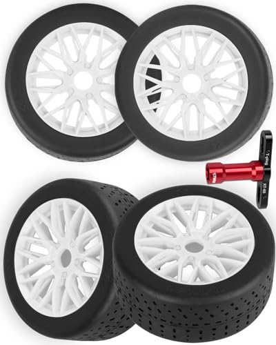 RC Rubber Wheels Tires for 1/8 Typhon 6S BLX,1/7 Infraction 6S BLX,Limitless,4PCS Highway Wheels Soft Tires Truck Tire Highway Tires,White