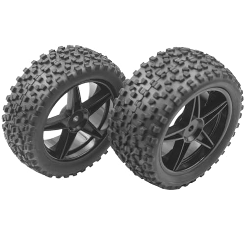 4Pack ShareGoo 12mm Hex Wheel 5 Spoke Rims High Grip Rubber Tires Front Rear Tyres with Sponge 88mm/3.46" for 1/10 RC Off-Road Buggy