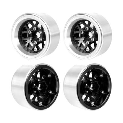4PCS 1.9" Beadlock Wheel Rims Offset-10mm Aluminum Alloy Metal Wheel Hub for 1/10 RC Rock Crawler Car for Axial SCX10 TRX4 TRX6 D90 D110 Upgrade Accessories(Y-Shaped Black) - color: Y-shaped Black
