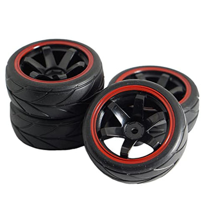 12mm Hex Wheel Rims & Rubber Tires & 4PCS/Set Hard Plastic 1/10 RC Drift Car Tires 12mm Hex Hard Tyre