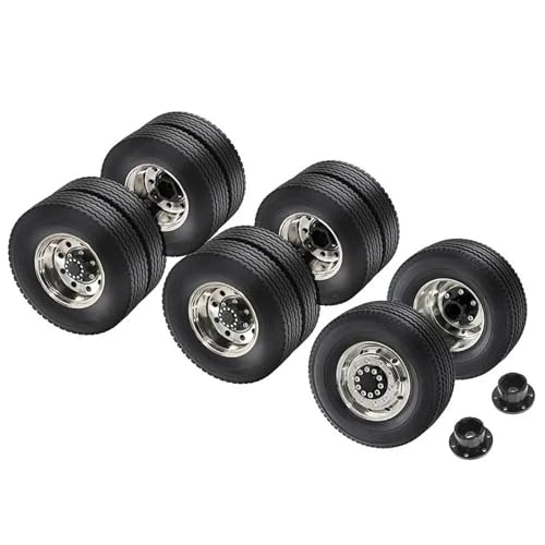 RC Car Toys For Tamiya 1/14 Metal Wheel Rim Tire Set Upgrade Modification Parts RC Truck For Universal Model Cars(1 set) - color: 1 set