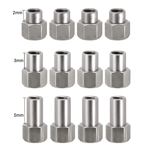 INJORA 2/3/5mm M2 Stainless Steel Long Wheel Nuts for 1/24 Axial SCX24
