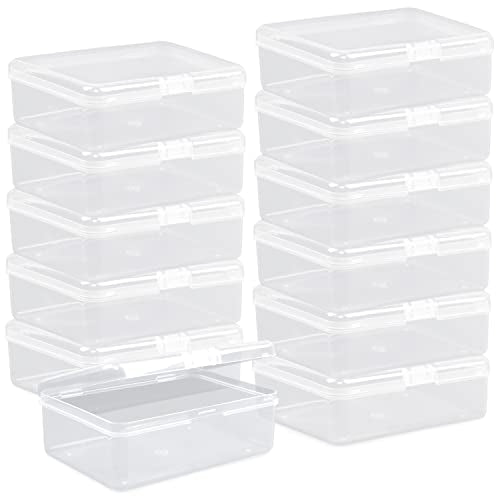 Clear Plastic Beads Storage Containers Empty Mini Storage Containers Box,12 Pack Plastic Storage Container with Lids,Beads Storage Box with Hinged Lid for Beads,Earplugs,Pins (5 x 3.4 x 1.7 inch) - size: 5 x 3.4 x 1.7 inch