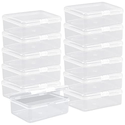 Clear Plastic Beads Storage Containers Empty Mini Storage Containers Box,12 Pack Plastic Storage Container with Lids,Beads Storage Box with Hinged Lid for Beads,Earplugs,Pins (5 x 3.4 x 1.7 inch) - size: 5 x 3.4 x 1.7 inch