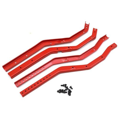 RC Car Parts Compatible with Axial for SCX10 for Wrangler 1/10 RC Crawler Upgrade Parts Wheelbase Adjustable Metal for Chassis Frame Rail Set(Red) - color: Red