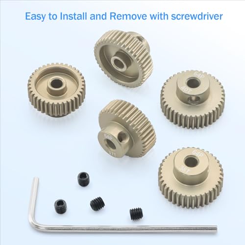 Surpass Hobby 64DP Pinion Gear 36T 37T 38T 39T 40T 3.175mm Motor Gears for 1/10 RC Car Brushed Brushless Motor Parts - size: 36T 37T 38T 39T 40T