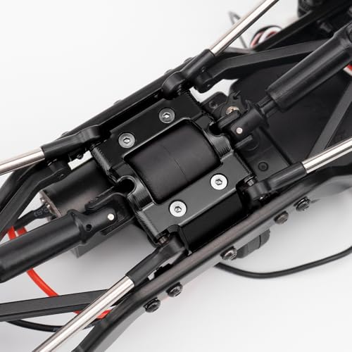CNC Aluminum Center Frame Brace Transmission Skid Plate Gearbox for FMS FCX18 LC80 1/18 RC Crawler Car Upgrades (Black) - color: Black