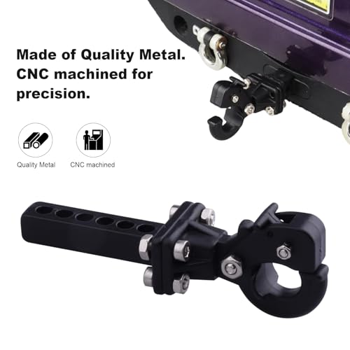 Hobbypark Metal Scale Trailer Hitch Tow Hook Drop Hitch Receiver for 1/10 RC Crawler Traxxas TRX4 Axial SCX10 Rear Bumper Parts (Black)