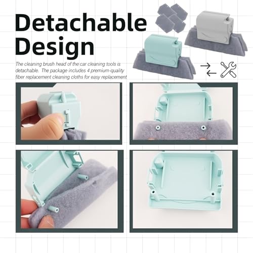 2PCS Magic Window Track Cleaner Tool Kit,Detachable Car Window Groove Cleaning Brush for Cleaning Dust,Essential Car Windows Sill Cleaner Tool for Door Tracks with Non-slip Handle