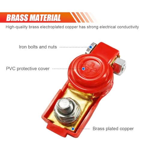 Car Battery Terminal Connector, Battery Terminal Clamps Negative and Positive, Pure Copper Quick Release Cable End Top Post Clip, Battery Terminal Assortment Kit for Car Truck RV Boat (Plastic Cover) - size: Plastic Cover
