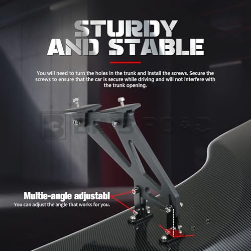 57" Car Rear GT Wing Spoiler, ABS & Aluminum Alloy Universal Rear Spoiler with Adjustable Bracket, Carbon Fiber - style: Carbon Fiber