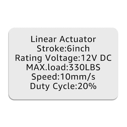 6" (150mm) Stroke 12V Silent Electric Linear Actuator Silver | 330lbs (1500N) Load Capacity, IP55 Waterproof - color: Silver, size: 6"