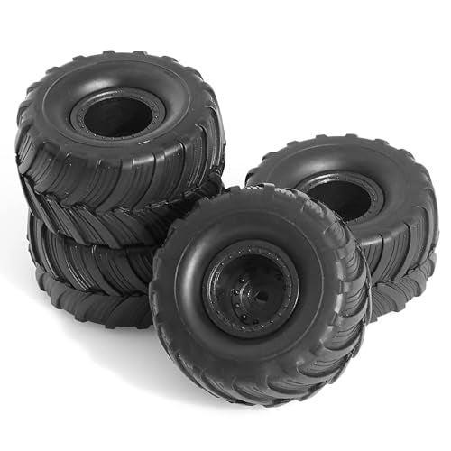 REDSPIDER 1/24 Monster Truck Wheel Rim Tires Set（4pcs） OD:52mm*27mm Hex 7mm for FCX24 SCX24 C10 JLU Deadbolt Gladiator Bronco 1/24 Crawler Car (at)