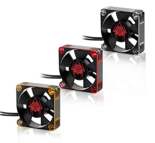 RC Car Metal Motors Cooling Fan 25mm 30mm 35mm 40mm 50mm RC Heatsink 28000RPM ESC Cooling Fans Glod-Black for 1/8 1/10 1/12 Truck Off Road Crawler Car 540 550 Brushless OR Brushed (50mm)