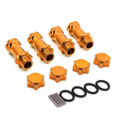 Rc Accessories For HSP 1/8 Scale Monster Truck Truggy 1 Set 89108 17mm Wheel Hex 30mm Longer Enhanced Mount Adapter Hub RC Spare Parts(Yellow) - color: Yellow