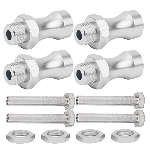 Generic RC Car Wheel Hub Adapters, 4 Sets Aluminum Alloy Extension Spacers with 12mm and 17mm Hex, for 1/10 Off Road RC Model Car Truck (Silver) - color: Silver