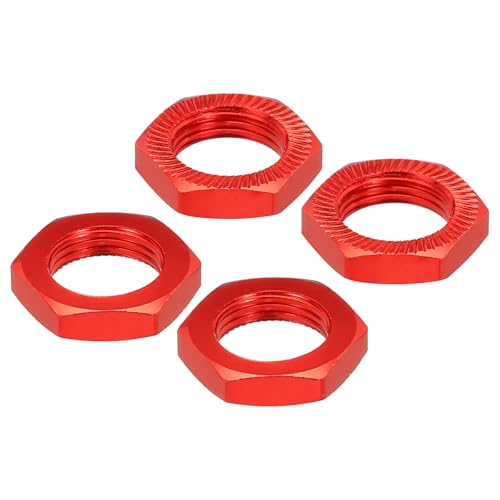 MECCANIXITY Aluminum 17mm RC Wheel Nut Thread M12x1.0mm Hex Wheel Nuts RC Wheel Nut for 1/8 RC Model Car Trucks Off Road Car Upgraded Parts Pack of 4(Red) - color: Red