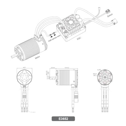 XC E3652 Sensored Brushless Motor for RC Car,2-3S Lipo,IP67 Water Proof,Applicable to:1/10 On-Road,Off-Road,Short Course(Light Load) (3300KV) - style: 3300KV