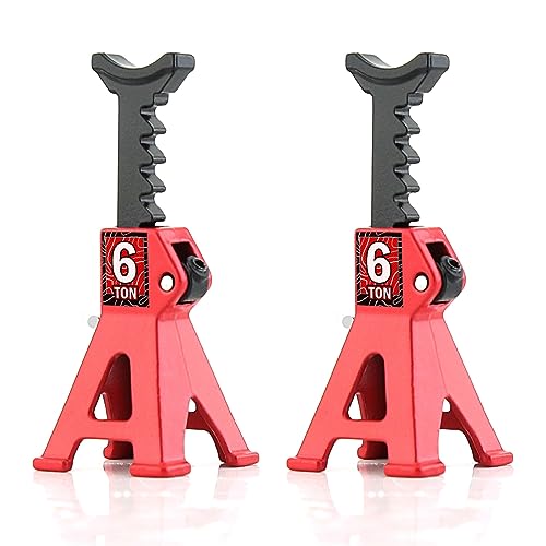 1/24 RC Toy Jack Stands 1/18 Simulation 6 Ton Metal Adjustable Mini Jacks Stand for 1:18 1:24 Scale Crawler Car Axial SCX24 Kyosho Tamiya HSP FCX24 TRX4M SCX24 AX24 Ford Bronco (Red, 2 PCS) - color: Red