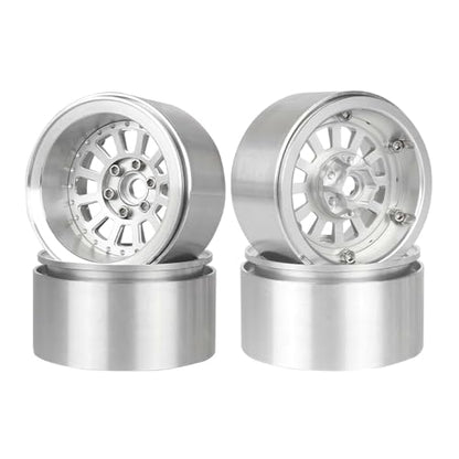 Aluminum 2.2" Beadlock Wheel Offset -10mm Metal Rims for SCX10 RR10 TRX4 VS4-10 Gen8 1/10 RC Crawler Car Upgrade Parts (12-Spoke, Silver) - color: 12-spoke, Silver