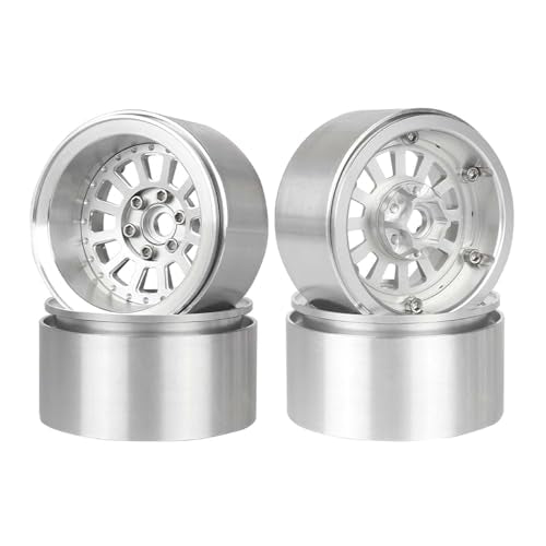 Aluminum 2.2" Beadlock Wheel Offset -10mm Metal Rims for SCX10 RR10 TRX4 VS4-10 Gen8 1/10 RC Crawler Car Upgrade Parts (12-Spoke, Silver) - color: 12-spoke, Silver
