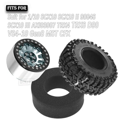 Rc 2.2 Inch Wheel Rims & Tires Wheels for 1/10 SCX10 SCX10 II 90046 SCX10 III AXI03007 TRX4 TRX6 D90 VS4-10 Gen8 MST CFX,RC Crawler Car 4pcs Aluminum RC 2.2 Beadlock Wheel,Titanium - color: Titanium - Scx10