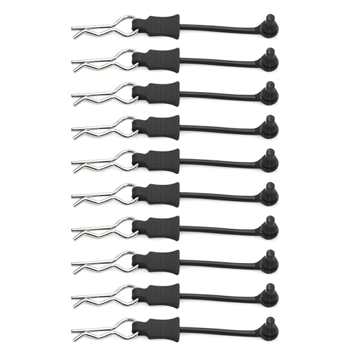 10Pcs RC Body Clips W/Pull Tabs R Pins Universal Shell Replacement Parts for 1/7 1/8 TRAXXAS ARRMA Axial Losi Redcat HPI Exceed Rc Car Crawler Truck Buggy Drone (Black) - size: Black