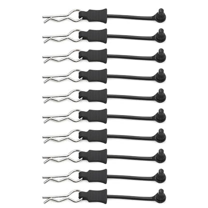 10Pcs RC Body Clips W/Pull Tabs R Pins Universal Shell Replacement Parts for 1/7 1/8 TRAXXAS ARRMA Axial Losi Redcat HPI Exceed Rc Car Crawler Truck Buggy Drone (Black) - size: Black
