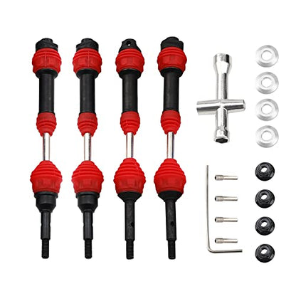 2Pairs Vgoohobby Steel Drive Shaft CVD Dogbon Front Rear Driveshaft Compatible with Traxxas Slash 4X4 Stampede Rustler Hoss VXL 4X4 RC Truck Car (Red) - color: Red
