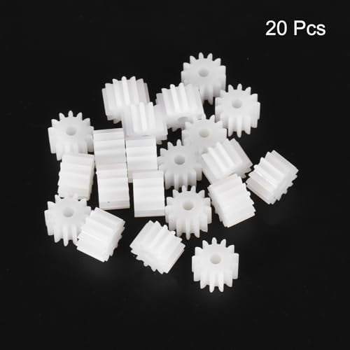 MECCANIXITY 20 Pcs 0.2" T Plastic Gears 13 Teeth Plastic Motor Gear Model 132A Reduction Gear for RC Car Model DIY Robot (White, Module 0.5) - style: 13 Teeth