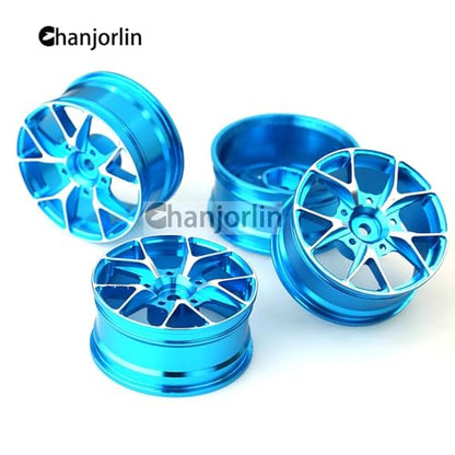 1/10 On Road Drift Wheels Rims Hex 12mm RC Aluminum Alloy Rally Racing Hubs for 1:10 Scale Touring Street Car Tires Tamiya TT01 TT02 HSP 2S 3S Brushless HPI KYOSHO XV02 XV01 4PCS (Blue) - color: Blue