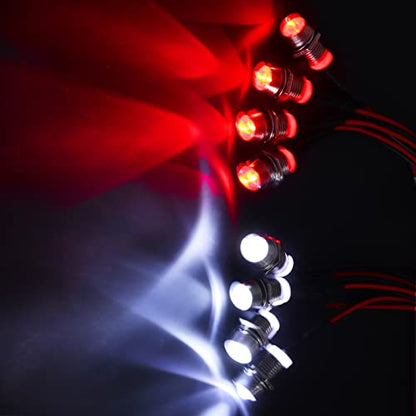 RC LED Light 8LEDs & RC Car Body Clips w/Pull Tabs for 1/10 Traxxas Arrma Redcat Tamiya Axial SCX10