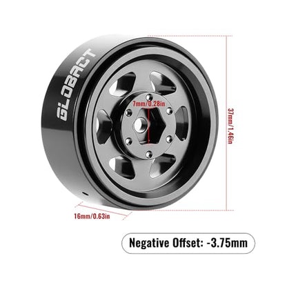 GLOBACT 1.3" Beadlock Wheels for SCX24 AX24 TRX4M 1/18 1/24 (Black) - color: Black