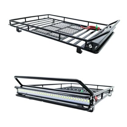 Luxshiny Rc Crawler Car Roof Luggage Bracket with Light Durable Cargo Holder Rack for Simulation Accessories Storage - size: 24.80X14.10X2.30CM