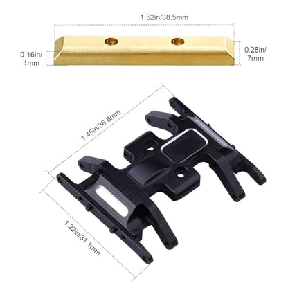 SCX24 Skid Plate and Brass Chassis Weight Bar Upgrades for Axial SCX24 Gladiator Bronco Deadbolt C10 Wrangler