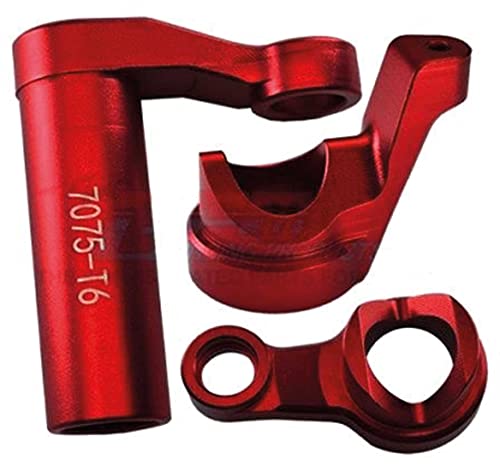 GPM Upgrades 7075-T6 Aluminum Steering Assembly for 1/8 4WD Sledge Monster Truck（95076-4） RC Cars (red)