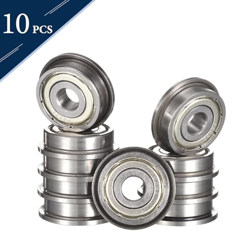 F623ZZ Flanged Ball Bearing, ID 3mm x OD 10mm x Width 4mm Miniature Bearings, Double Metal Shielded Deep Groove Bearings, Pre-Lubricated (GCr15) Chrome Steel 10pcs - size: F623ZZ 3mmx10mmx4mm