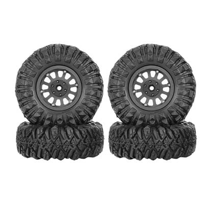 4PCS 1.3" Aluminum Alloy Beadlock Wheel Rims All-Terrain Tyre 70mm Rubber Tires Set with 5mm & 7mm Hex for 1/12 1/14 1/18 1/24 RC Rock Crawler Car Upgrade Parts (D-Black) - color: D-black