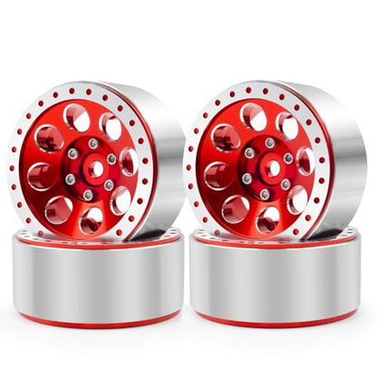 1.3 Beadlock Wheel Rims for SCX24 TRX4M Upgrade 1/24 1/18 RC Crawler Car (Red) - color: Red