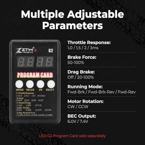 ZTW Beast SL G2 150A ESC 2-6S Sensorless Brushless Speed Controller 6V/7.4V Adjustable SBEC 6A for 1/8 RC Car RTR Monster Truck Buggy
