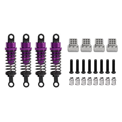 RC Shock Absorbers, 4Pcs 64 mm Metal Shock Absorber Damper with Shock Mount Aluminum Alloy Adjustable Remote Control Car Shock Absorber Oil Damper (Purple) - size: Purple