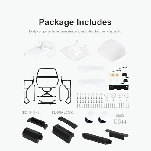 INJORA IR60 Hard Body with Interior & Bed Cage for 1/10 RC Crawler (White) - color: Unpainted White